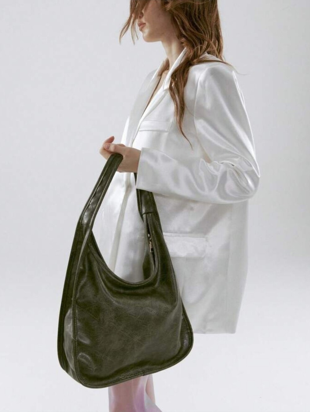 Classic Green Leather Hobo Bag - Women